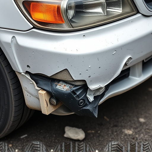 damaged car bumper