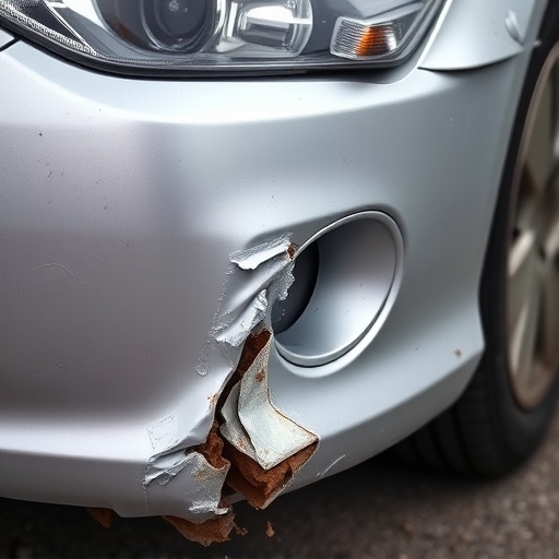 damaged car bumper