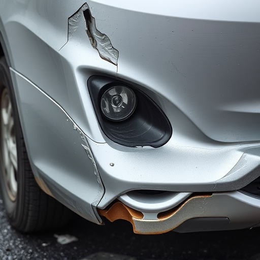 damaged car bumper