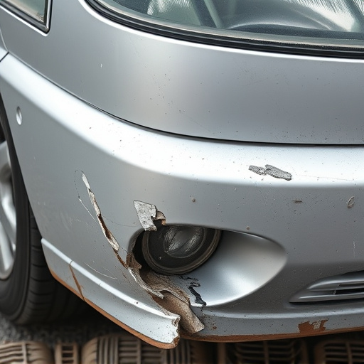 damaged car bumper