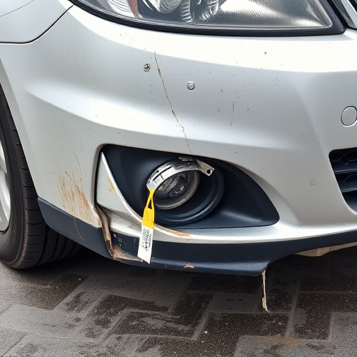 damaged car bumper