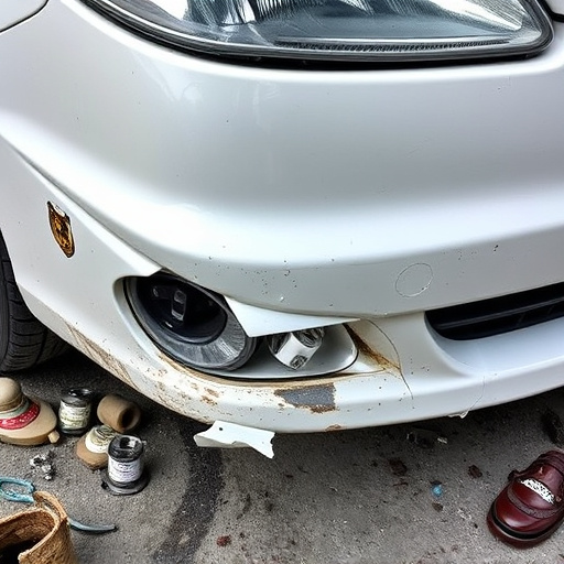 damaged car bumper