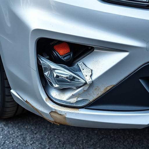 damaged car bumper