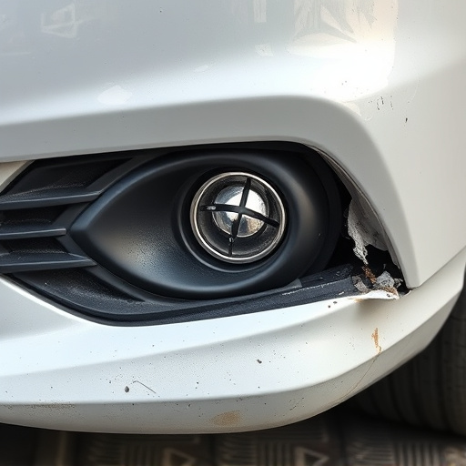 damaged car bumper