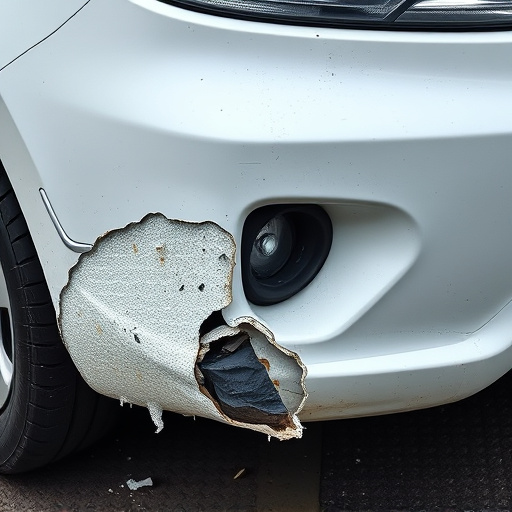 damaged car bumper
