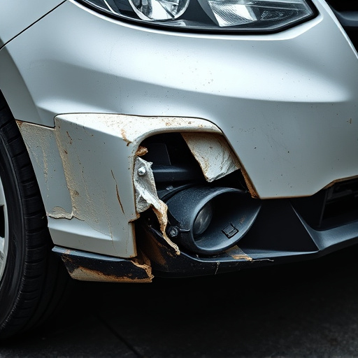 damaged car bumper