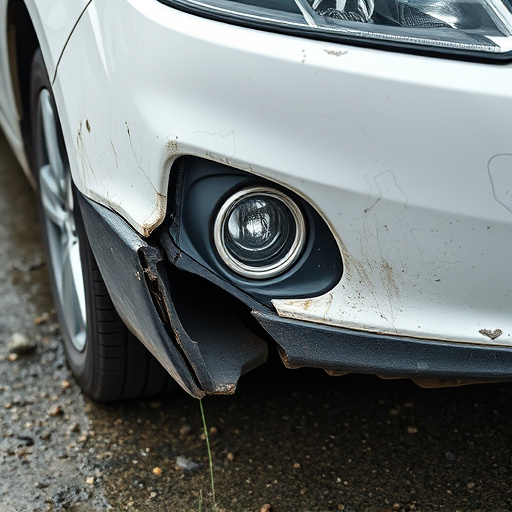 damaged car bumper