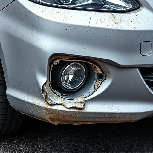 damaged car bumper