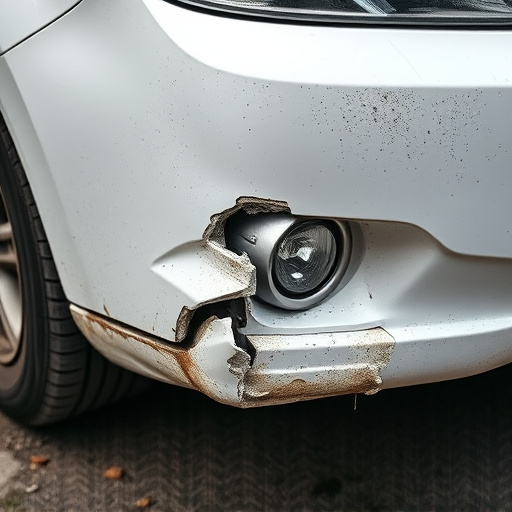 damaged car bumper