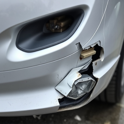 damaged car bumper
