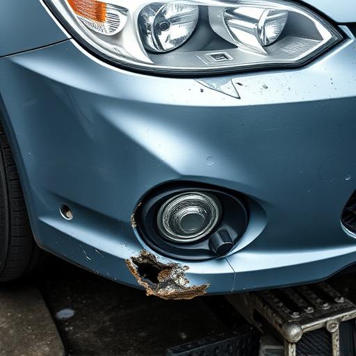 damaged car bumper