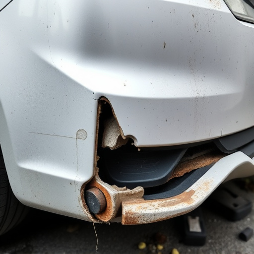 damaged car bumper