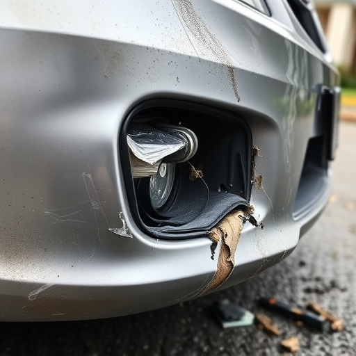 damaged car bumper