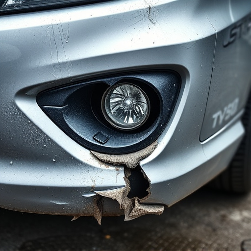 damaged car bumper