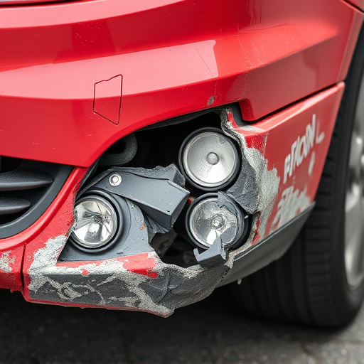 damaged car bumper