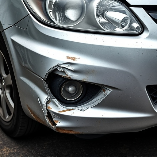 damaged car bumper