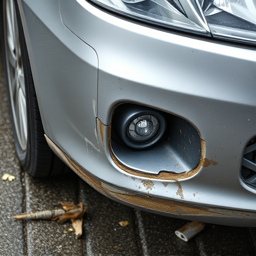 damaged car bumper