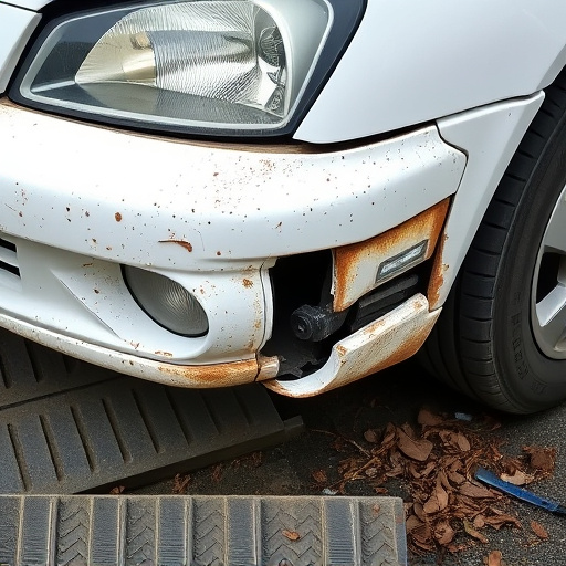 damaged car bumper