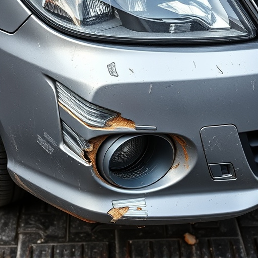 damaged car bumper