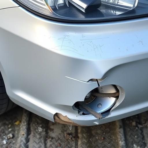 damaged car bumper