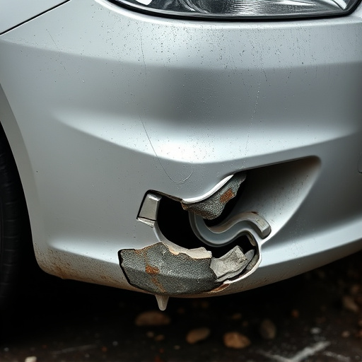damaged car bumper
