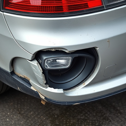 damaged car bumper