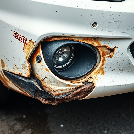 damaged car bumper