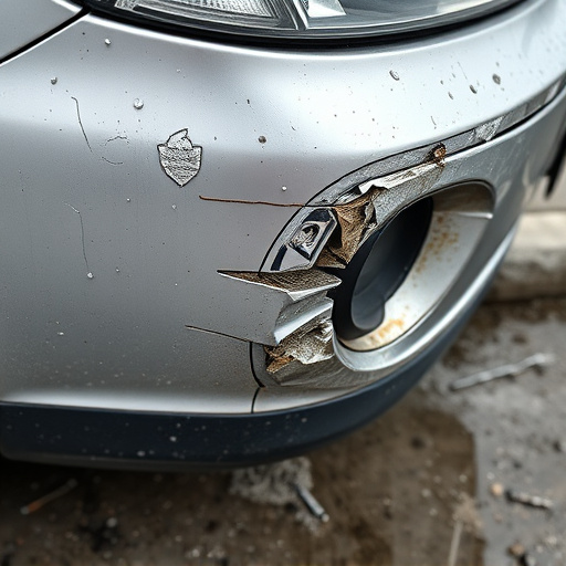 damaged car bumper