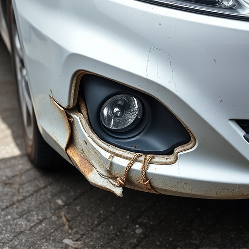 damaged car bumper