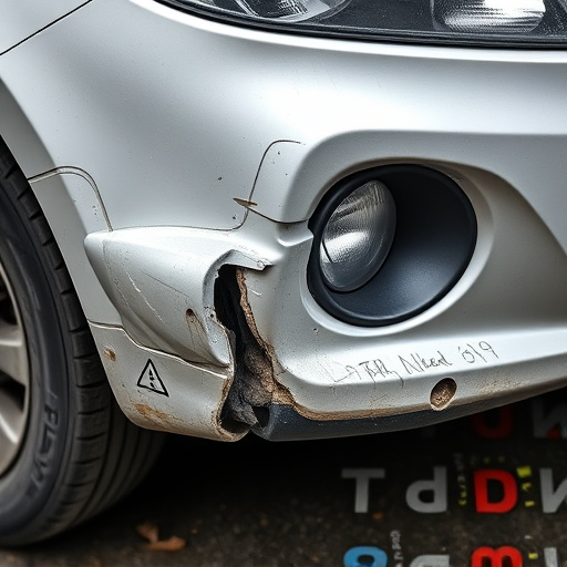 damaged car bumper