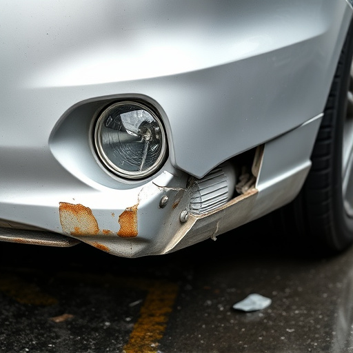 damaged car bumper