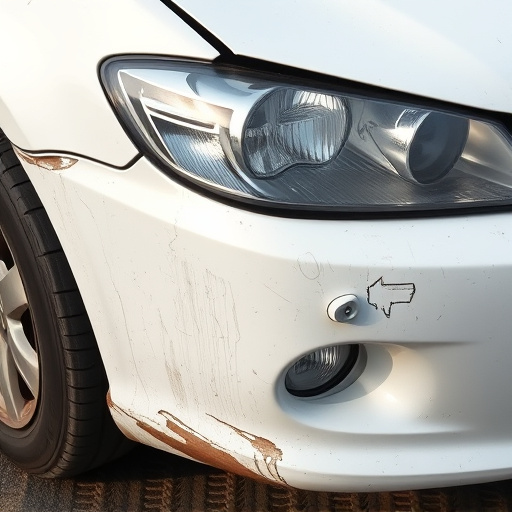 damaged car bumper