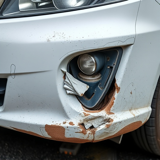 damaged car bumper