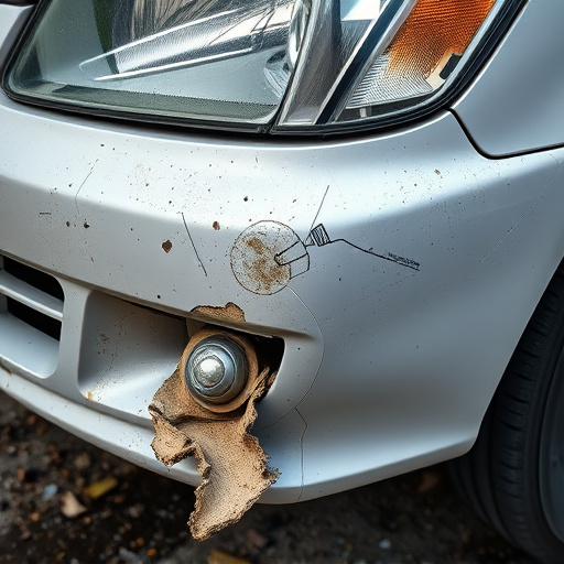 damaged car bumper
