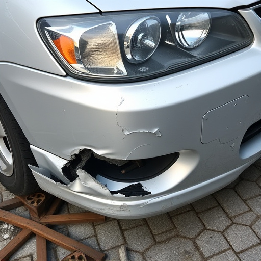 damaged car bumper