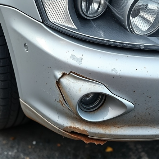 damaged car bumper