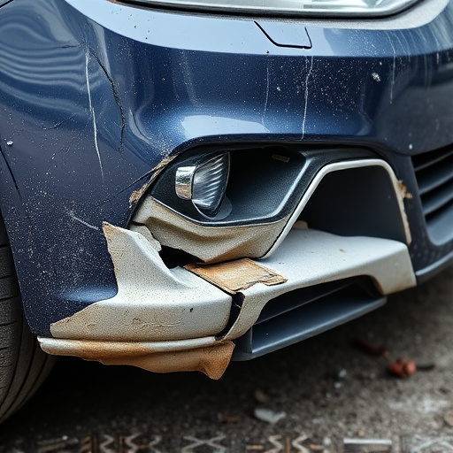 damaged car bumper