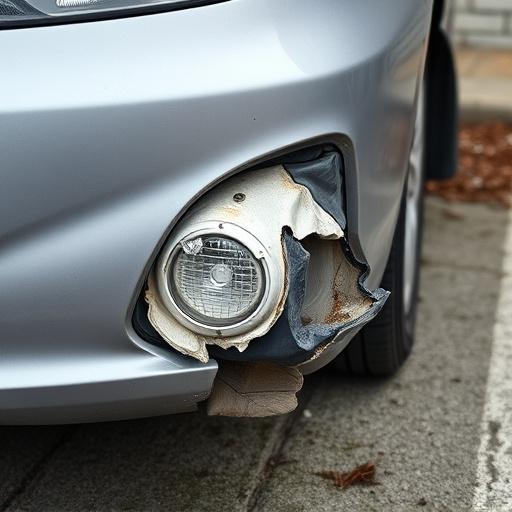 damaged car bumper