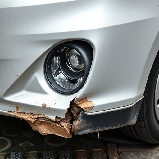 damaged car bumper