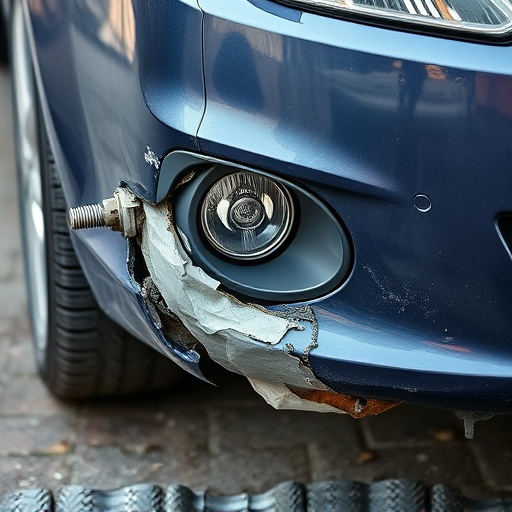 damaged car bumper