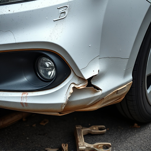 damaged car bumper