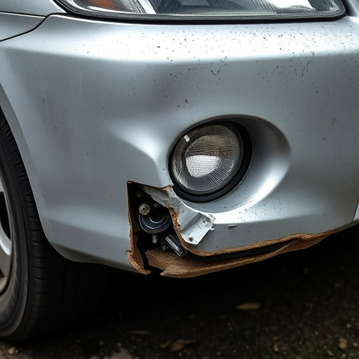 damaged car bumper