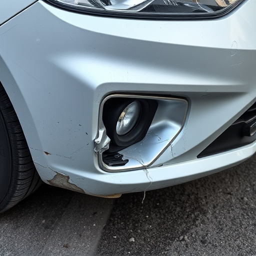damaged car bumper