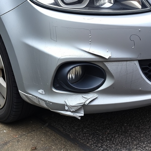 damaged car bumper