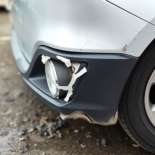 damaged car bumper