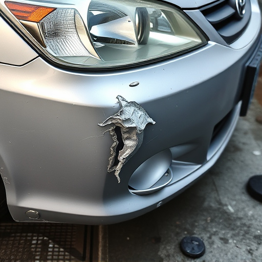 damaged car bumper