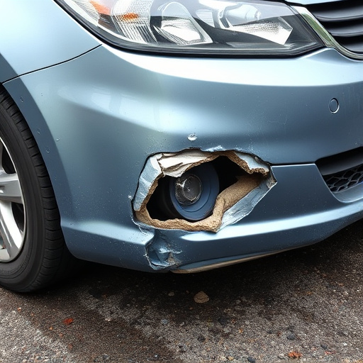 damaged car bumper