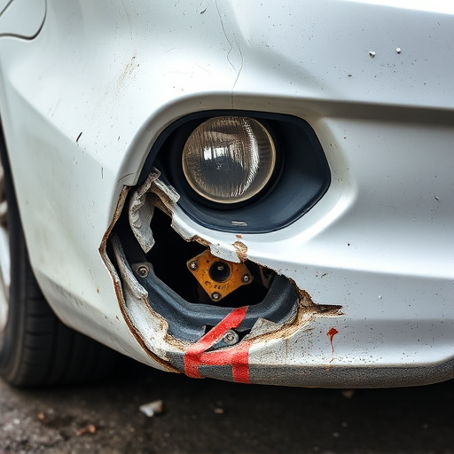 damaged car bumper