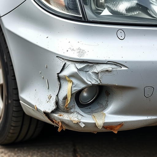 damaged car bumper