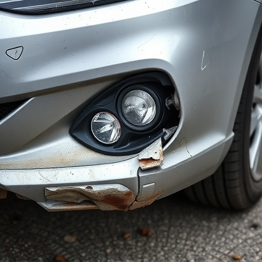damaged car bumper